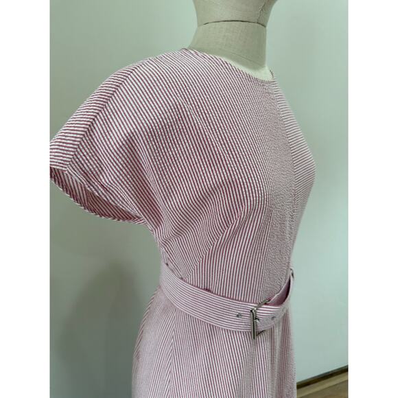 Rachel Comey Women's 6 Steady Seersucker red Pink White Dress Resort Holiday - Picture 7 of 11